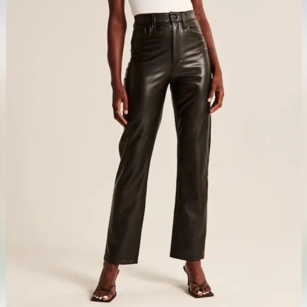 Abercrombie & Fitch Vegan Leather Ankle Straight Pant - Picture 5 of 8